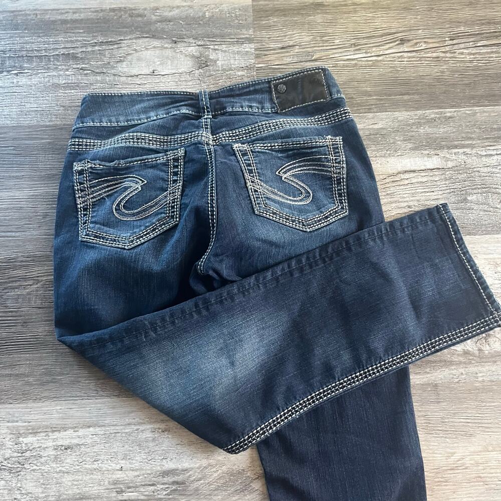 Silver Jeans Co. Mid Wash Womens 27" Mid‎ Rise Suki Skinny Jeans Embroidered